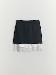 BHOEM Lingerie Tailored 2-In-1 Black/Ecru Mini Skirt - Image 6 of 7
