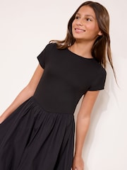 Lipsy Black Short Sleeve 2-in-1 Puffball Dress (5-16yrs) - Image 4 of 5
