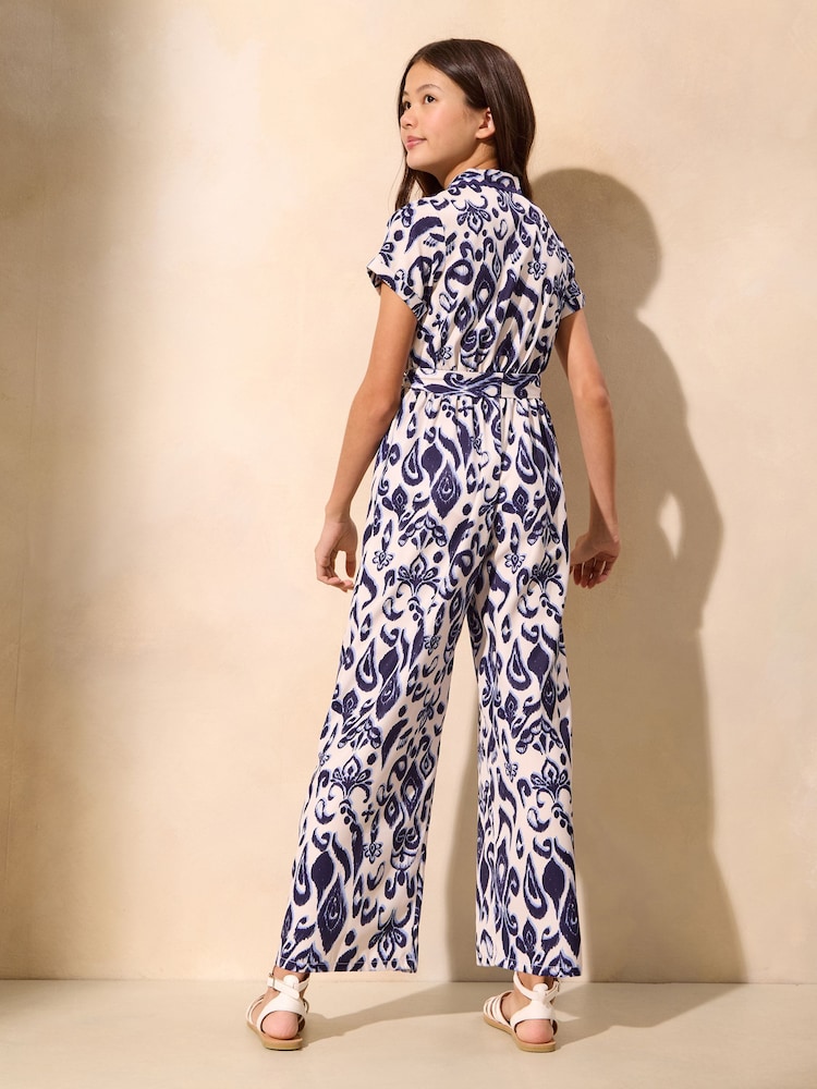 Lipsy Blue/White Printed Jumpsuit (7-16yrs) - Image 4 of 4
