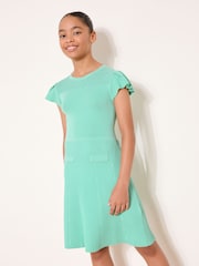 Lipsy Mint Green Diamonte Yoke Knit Dress (5-16yrs) - Image 2 of 4