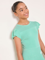 Lipsy Mint Green Diamonte Yoke Knit Dress (5-16yrs) - Image 3 of 4