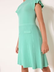 Lipsy Mint Green Diamonte Yoke Knit Dress (5-16yrs) - Image 4 of 4