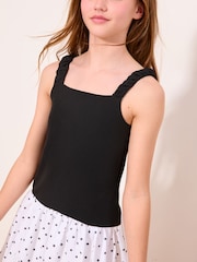 Lipsy Black/White 2-in-1 Polka Dot Puffball Hem Dress (10-16yrs) - Image 3 of 4