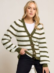Long Tall Sally Green Stripe Cardigan - Image 1 of 5