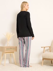 Long Tall Sally Black Coffee Club Long Sleeve Wide Leg Pyjamas Set - Image 3 of 5