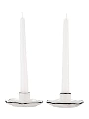 Style Sisters White Set Of 2 Candlestick Holders - Image 3 of 4