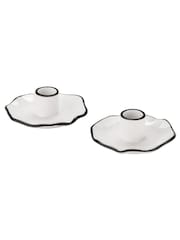 Style Sisters White Set Of 2 Candlestick Holders - Image 4 of 4