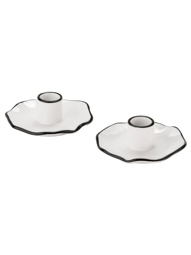 Style Sisters White Set Of 2 Candlestick Holders - Image 4 of 4 Style Sisters White Set Of 2 Candlestick Holders - Image 4 of 4