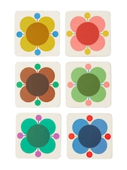 Orla Kiely Set of 6 Multi Atomic Flower Coasters - Image 1 of 7