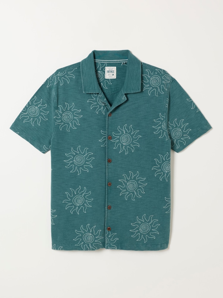 FatFace Dark Teal Blue Printed Sun Shirt - Image 6 of 6