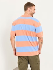 FatFace Coral/Blue Ashton Striped Polo Shirt - Image 3 of 6