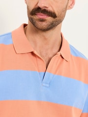 FatFace Coral/Blue Ashton Striped Polo Shirt - Image 4 of 6