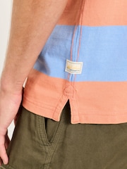 FatFace Coral/Blue Ashton Striped Polo Shirt - Image 5 of 6