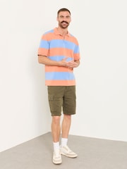 FatFace Coral/Blue Ashton Striped Polo Shirt - Image 6 of 6