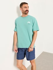 FatFace Light Teal Life Is Swell Relaxed Graphic Tshirt - Image 2 of 7