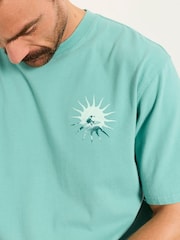 FatFace Light Teal Life Is Swell Relaxed Graphic Tshirt - Image 4 of 7