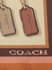 COACH Brown Leather Hang Tag Printed Silk Bandana Scarf - Image 4 of 4