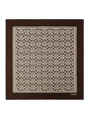 COACH Brown Textured Signature C Printed Silk Square Scarf - Image 1 of 4