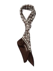 COACH Brown Textured Signature C Printed Silk Square Scarf - Image 2 of 4