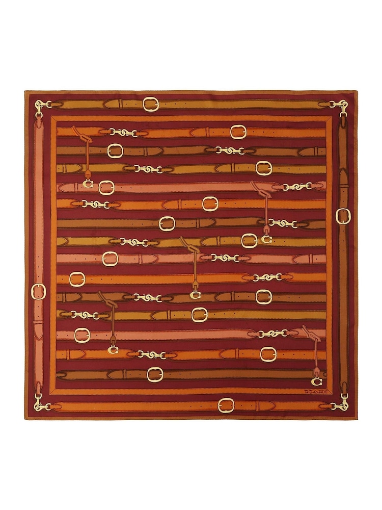 COACH Purple Multi Belt Printed Silk Square Scarf - Image 1 of 4 COACH Purple Multi Belt Printed Silk Square Scarf - Image 1 of 4