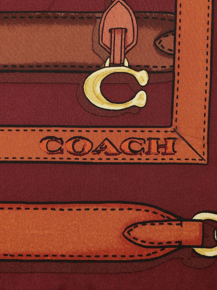 COACH Purple Multi Belt Printed Silk Square Scarf - Image 2 of 4 COACH Purple Multi Belt Printed Silk Square Scarf - Image 2 of 4