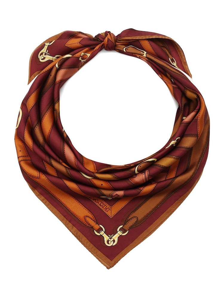 COACH Purple Multi Belt Printed Silk Square Scarf - Image 4 of 4 COACH Purple Multi Belt Printed Silk Square Scarf - Image 4 of 4