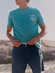 FatFace Teal Blue MCS Fish Graphic T-Shirt - Image 1 of 6