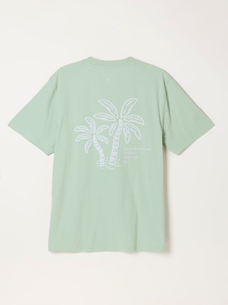FatFace Relaxed Fit Light Green South Palm Graphic T-Shirt - Image 5 of 5