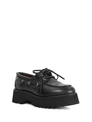 Dune London Black Griffyn Chunky Lace Up Boat Shoes - Image 3 of 6