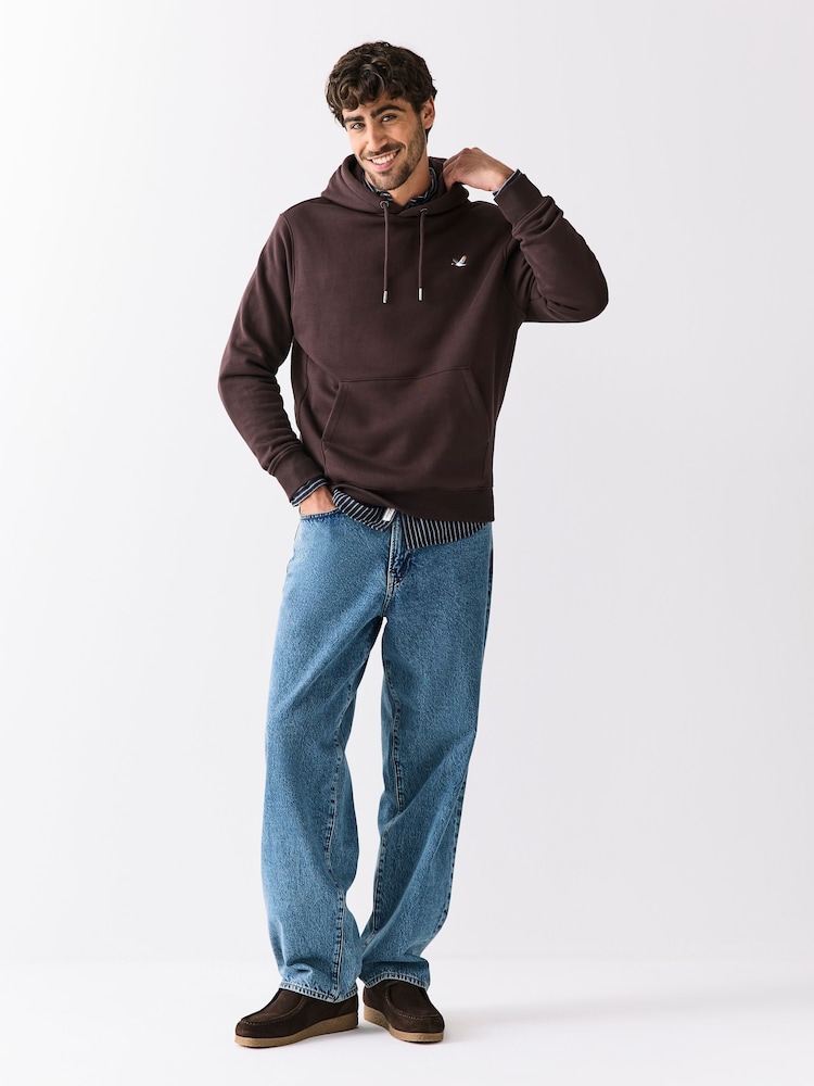 Chocolate Brown Overhead Hoodie Small Graphic Embroidery - Image 2 of 5 Chocolate Brown Overhead Hoodie Small Graphic Embroidery - Image 2 of 5