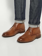 Dune London Brown Maxxy Contrast Rand Chukka Boots - Image 1 of 6