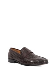 Dune London Brown Salaman Woven Weave Loafers - Image 3 of 6