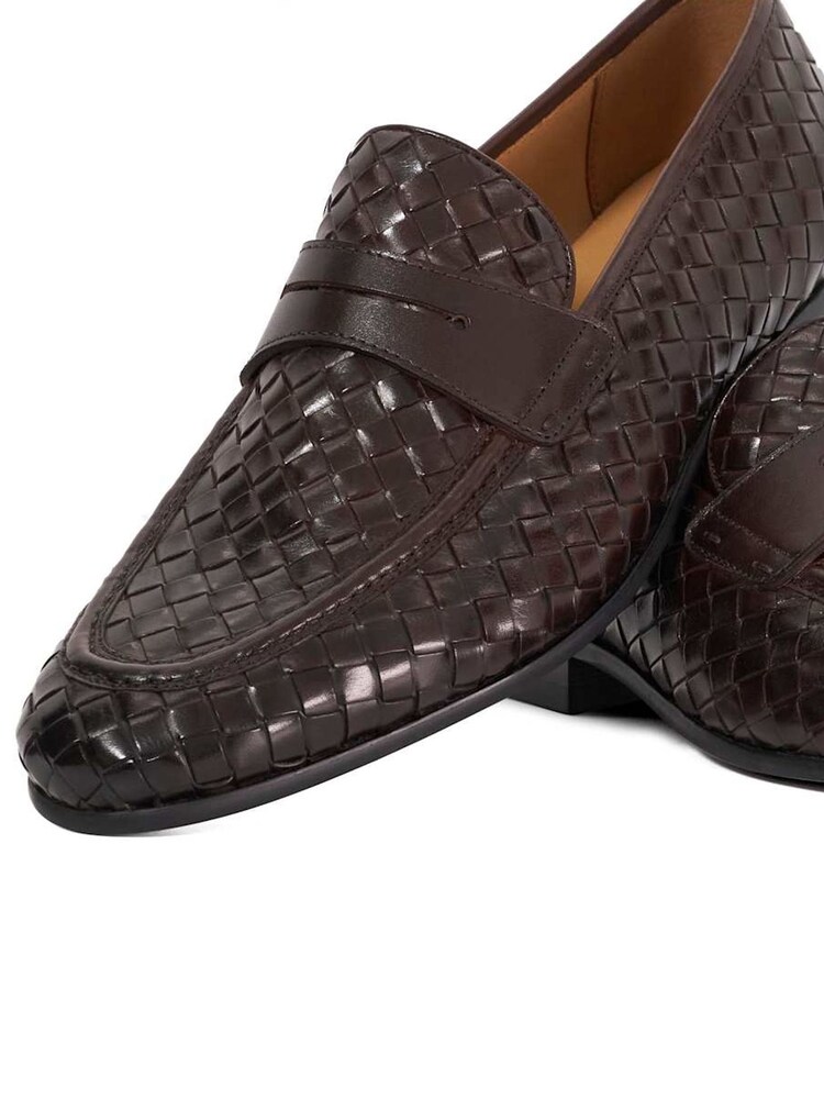 Dune London Brown Salaman Woven Weave Loafers - Image 6 of 6