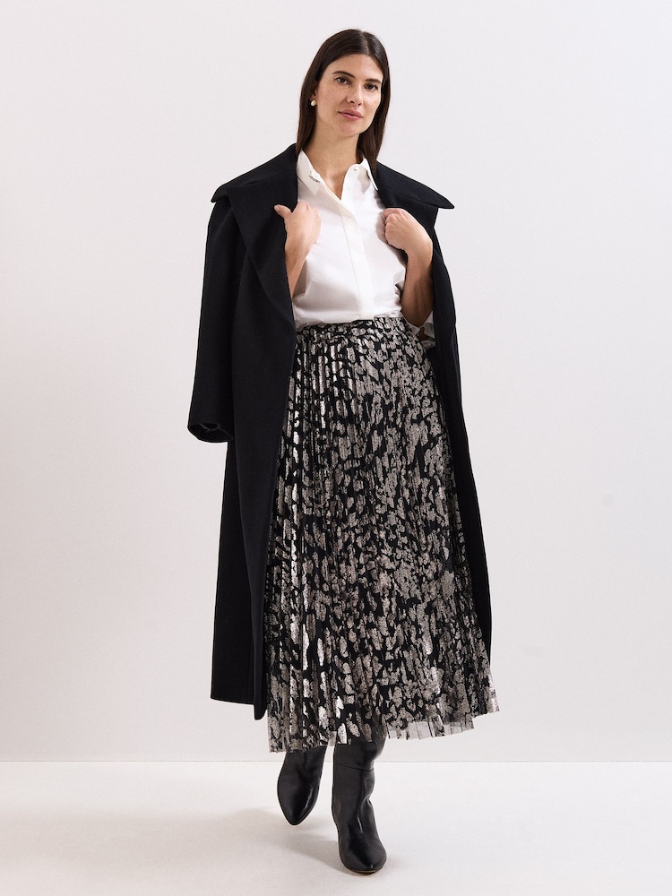 Phase Eight Black Petite Edie Pleated Skirt - Image 2 of 7 Phase Eight Black Petite Edie Pleated Skirt - Image 2 of 7