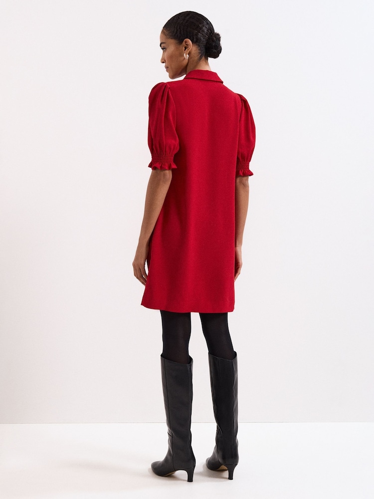 Phase Eight Red Candice Scallop 100% Cotton Dress - Image 2 of 7 Phase Eight Red Candice Scallop 100% Cotton Dress - Image 2 of 7