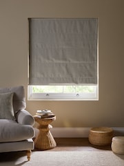 Grey Ready Made Blackout Roman Brushed Stripe Blinds - Image 2 of 7