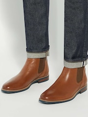 Dune London Brown Mckinley Constrast Sole Chelsea Boots - Image 1 of 6