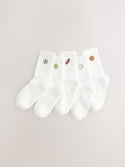 White Sports Rib Socks 5 Pack - Image 1 of 3