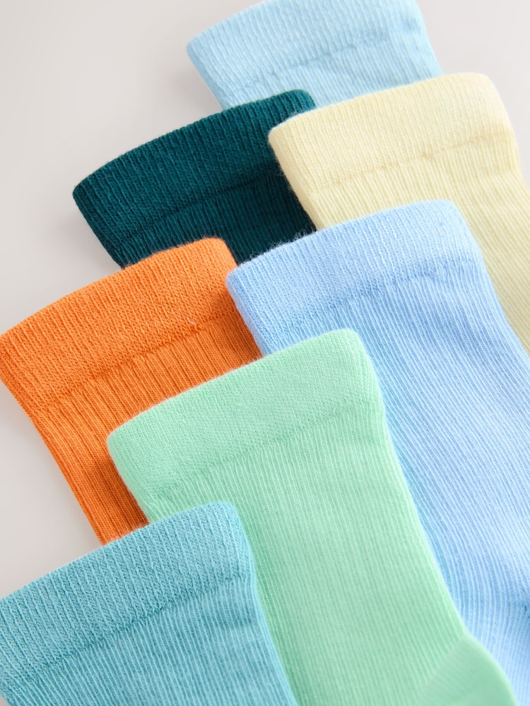Pastel Bright Cotton Rich Fine Rib Socks 7 Pack - Image 2 of 3