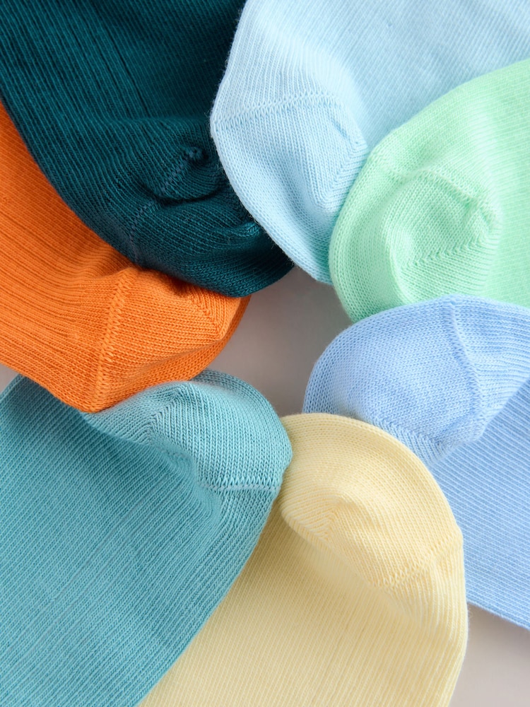 Pastel Bright Cotton Rich Fine Rib Socks 7 Pack - Image 3 of 3