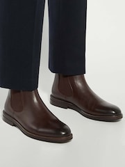 Dune London Brown Maisen Stitch Rand Chelsea Boots - Image 1 of 6