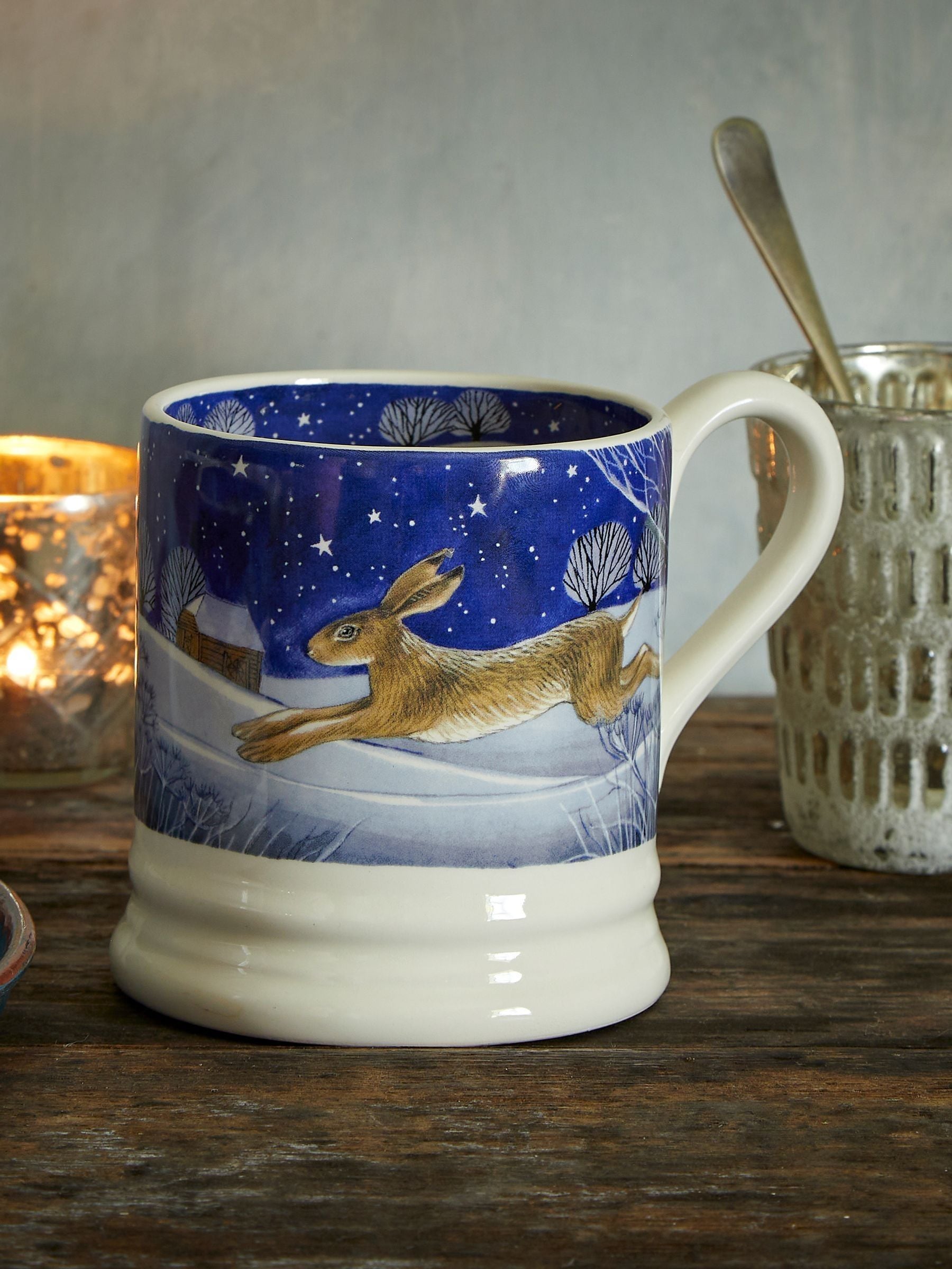 Buy Emma Bridgewater Cream Midnight Hare 1/2 Pint Mug from the