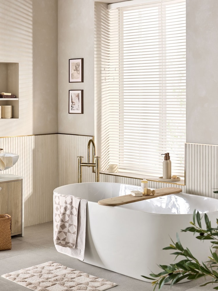 White True Made To Measure 35mm Sunwood Fauxwood Venetian Blinds - Image 1 of 6