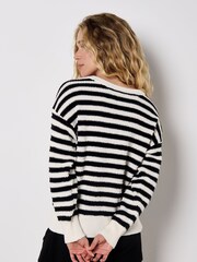 Apricot Black Waffle Stripe Bow Back Jumper - Image 4 of 4