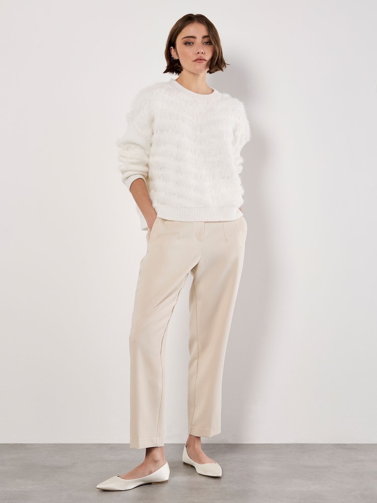 Apricot White Fluffy Stripe Jumper - Image 1 of 4 Apricot White Fluffy Stripe Jumper - Image 1 of 4