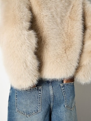 Apricot Cream Faux Fur Collar Short Coat - Image 4 of 5