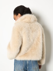 Apricot Cream Faux Fur Collar Short Coat - Image 5 of 5
