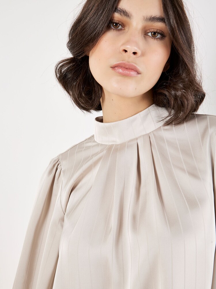Apricot Natural Satin Self Stripe Tie Back Top - Image 4 of 4 Apricot Natural Satin Self Stripe Tie Back Top - Image 4 of 4