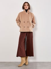 Apricot Brown Tailored Short Trench Jacket - Image 1 of 6
