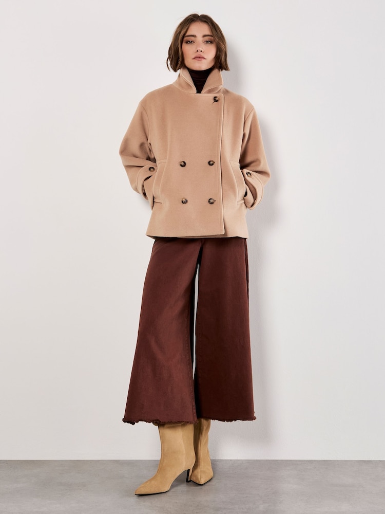 Apricot Brown Tailored Short Trench Jacket - Image 1 of 6